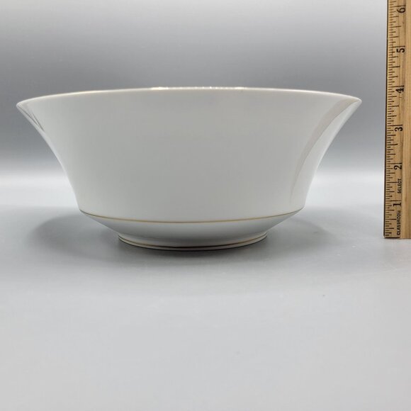 Vintage Sango China Chateau 3627 Rimmed Serving Bowl Gold Green Scrolls 9" Japan - Picture 6 of 8